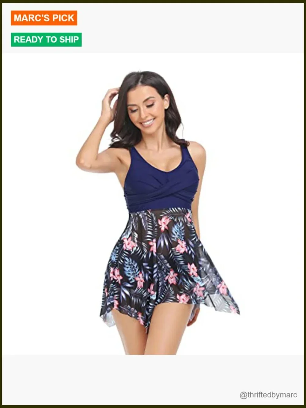 Matching Tankini Set with Boy-Short Bottoms Modest Swimwear Tummy Control Padded